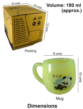 Coffee Mug 180 ml | Relaxing Panda cartoon | Double Walled | Unbreakable | Easy to Clean