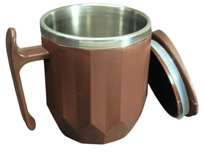 Stainless Steel Insulated Coffee Mug with Lid, Double Walled, Leakproof