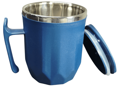 Blue Insulated Stainless Steel Coffee Mug with Lid, Double Walled, Leak proof
