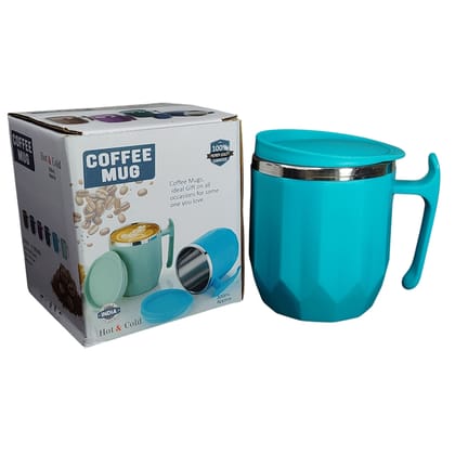 Diamond Coffee Mug with Lid and Stainless Steel Inside, Double Walled, Leakproof