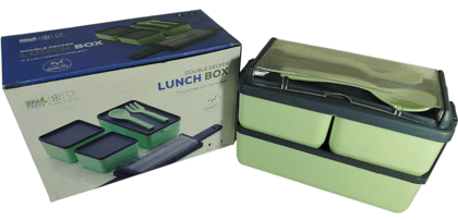 Double Decker Multi-Compartment Lunch Box with Cutlery