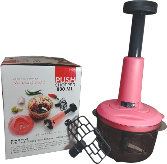 PUSH Chopper 800 ML Manual Food Chopper with 2 Blades for Vegetables & Fruits