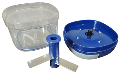 Manual Food Chopper with Stainless Steel Blades, Blue & Clear, Square Shape