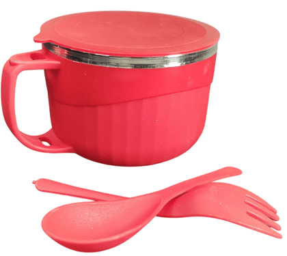 Maggie and Soup Bowl with Spoon and Fork, Red Color