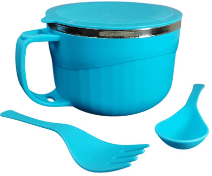 Maggie and Soup Bowl with Spoon and Fork, Blue Color